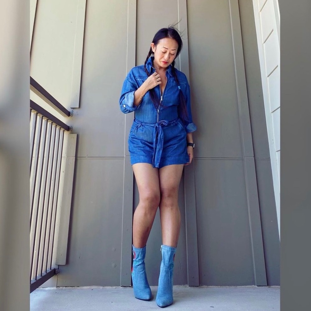 Gabrielle Union x New York & Co Chambray Romper - Picture 2 of 3